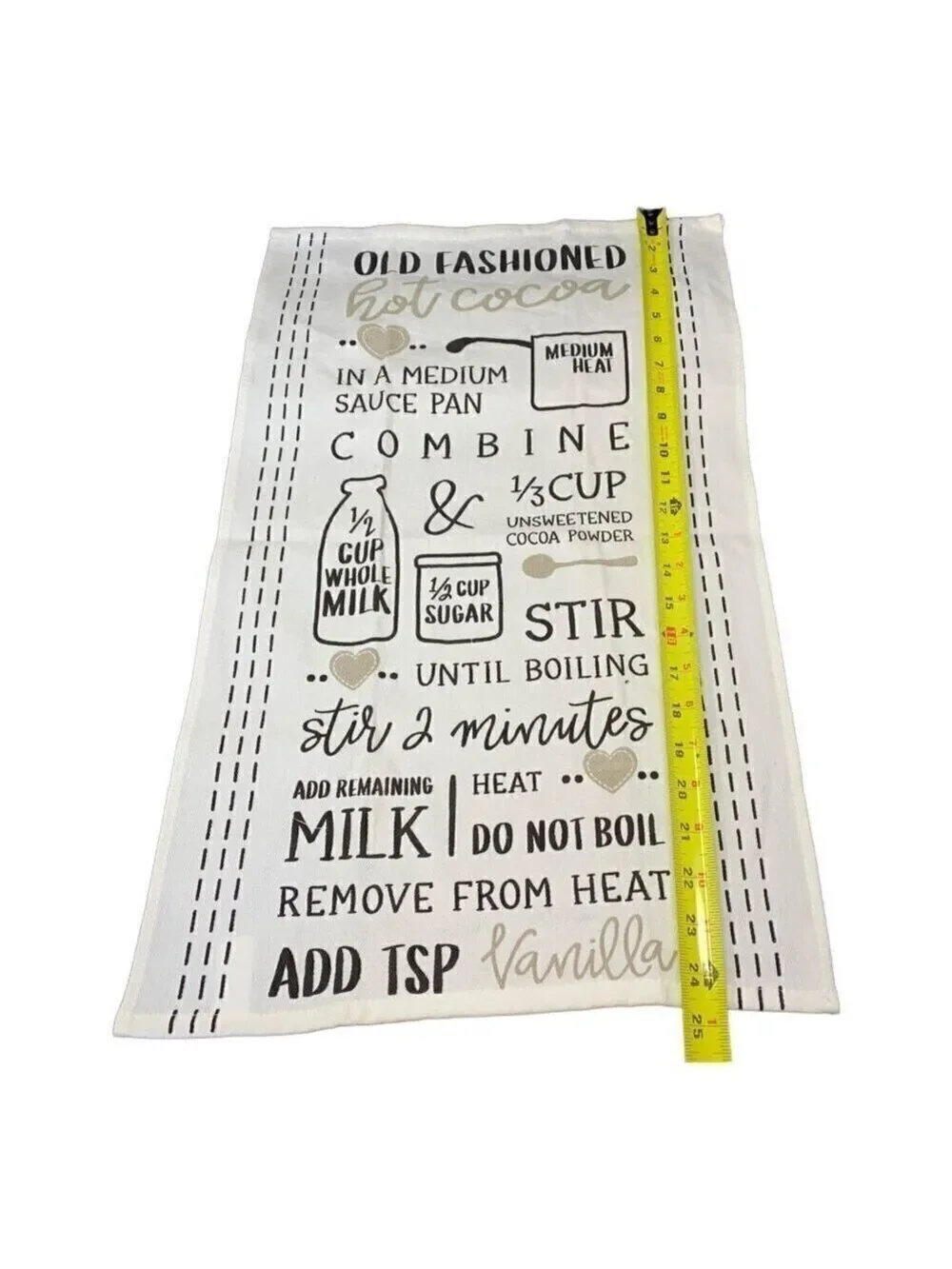 Hot Cocoa Marshmallow Kitchen Tea Towels Cotton Set Buffalo Check Black White